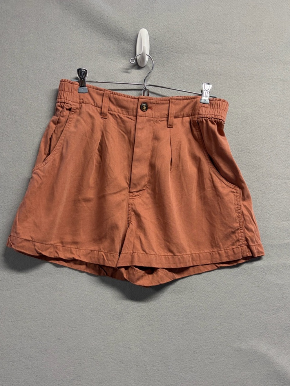 Madewell Women's Orange Cotton Blend High Waist Shorts size 8
